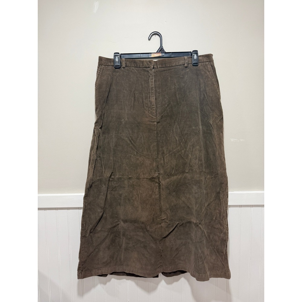 Vintage L.L. Bean Corduroy Maxi Pencil Skirt Brown Cottagecore Women Size 20